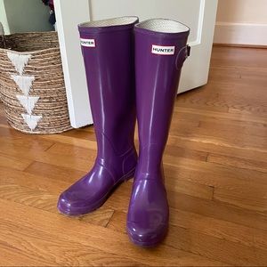 Original tall purple Hunter rain boots
